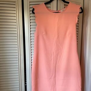 Everly pink scallop sleeve shift dress
